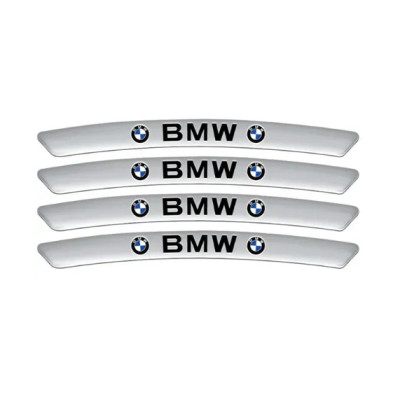 Металлические наклейки на диск авто с логотипом BMW, серые